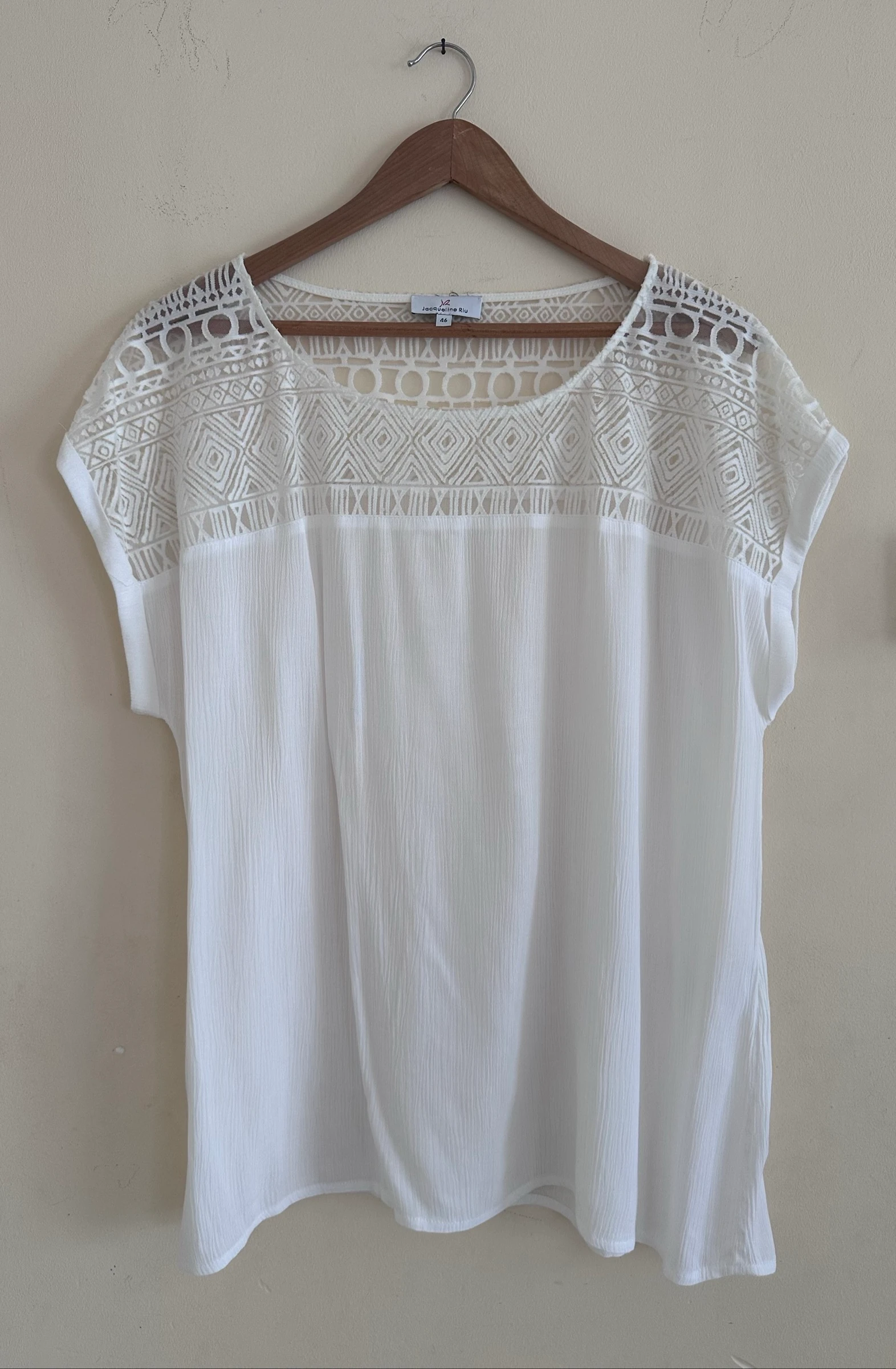 Top Blanc Bohème Chic Jacqueline Riu T46 – Dentelle & Viscose – photo 3